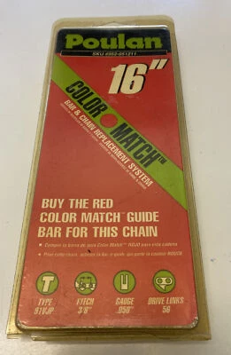 "Hoja de motosierra Poulan 16"" tipo 91VJP paso 3/8 calibre 0,050"" 56 eslabones de transmisión"  Foto 1 de 4