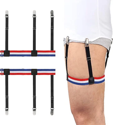 2pcs set Men's Shirt Stay Holder Elastic Garter Belt Suspenders Clamp No-slip US - Image 1 of 4