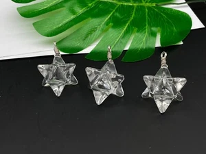 Clear Quartz Crystal Merkaba Pendant Wire wrapped jewelry Sacred Geome E105546 - Picture 1 of 8