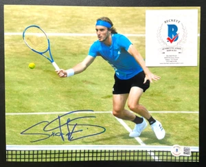 STEFANOS TSITSIPAS SIGNED 8X10 PHOTO 2024 OLYMPICS WIMBLEDON US OPEN GREECE BAS - Picture 1 of 1