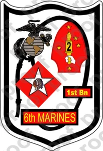 PEGATINA UNIDAD USMC 1er Batallón 6to Regimiento de Marina ooo USMC Lisc No 20187 - Imagen 1 de 1