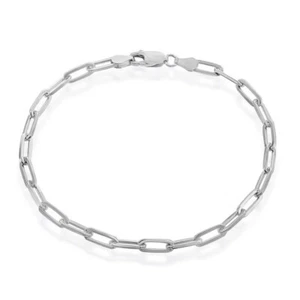 925 Sterling Silber massives Büroklammer Armband, 4 mm, 8" Büroklammer Kette Italien - Bild 1 von 5