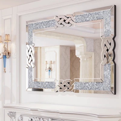 ARTLOGE Wandspiegel in Silber dekorativ mit Schwarz Rahmen eckig Deko Spiegel 90 - Bild 1 von 4