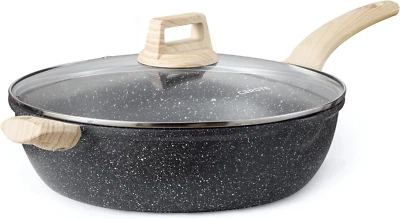 5.5 Qt Nonstick Deep Frying Pan with Lid,12 Inch Skillet Saute Pan PFOA Free Ind