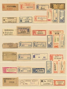 International Collection 34 Registered Airmail Labels Etiquettes Mint/Used (2) - Picture 1 of 6