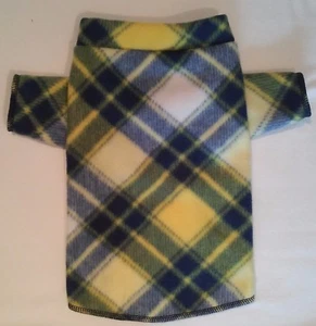 Blue & Yellow Plaid Fleece Long Sleeve Shirt Dog Puppy Pet Clothes XXXS - Large - Picture 1 of 1