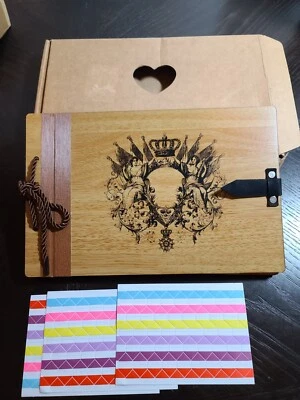 Photo Album Scrap Book Embossed Wood Cover 40 Pages 10" x  7" New - Image 1 of 3