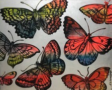 DAVID BROMLEY "Butterflies" Original Polymer & Silver Leaf on Canvas 120 x 150cm