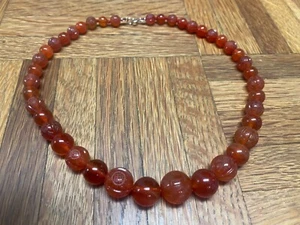 Vintage Chinese Agate Carnelian Bead Necklace - Picture 1 of 4