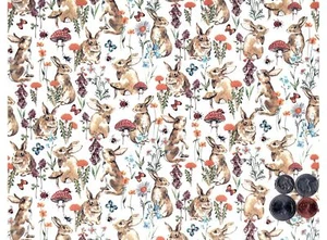 Hoja de calcomanías de cerámica Allover Chintz Rabbit Mushroom Butterfly 9 x 13,5 pulgadas - Imagen 1 de 3