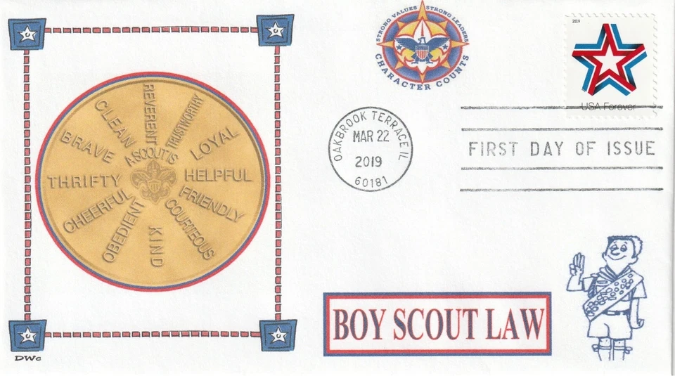 BOY SCOUT LAW   CHARACTER COUNTS   SCOUTING   BSA    STAR RIBBON FDC- DWc - Image 1 of 1