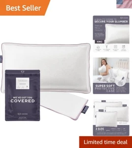 Luxury 500 Thread Count Cotton Sateen Zipper Pillow Protector - King Size 2-Pack - Picture 1 of 8