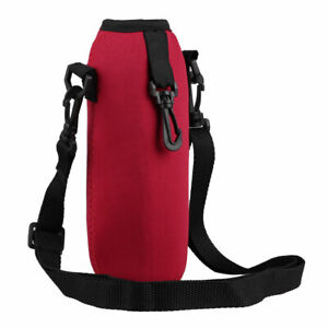 Outdoor Portable Water Bottle Bag Cover Carrier Holder Pouch+Shoulder Strap Case