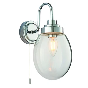 Endon 77804 Hampton Wall Light, IP44, chrome, clear glass (Lamp not included) - Picture 1 of 4