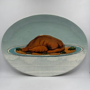 John Derian Turkey Oval Platter 10x15 Stoneware Fall Serving Tray Thanksgiving - Picture 1 of 3