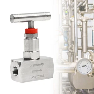 Válvula de aguja de acero inoxidable 316 6000 PSI, 1/4" NPT, control de precisión - Imagen 1 de 11