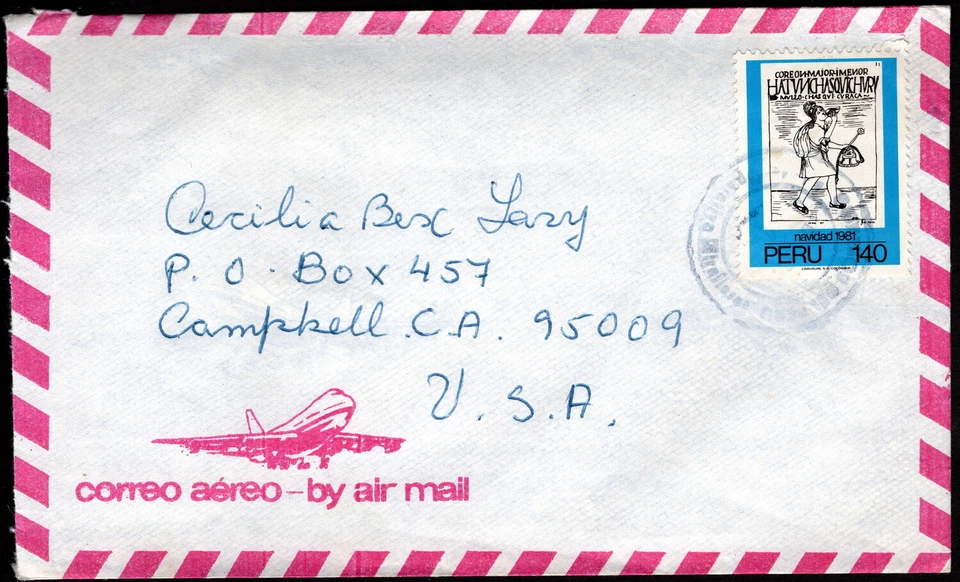 Perú - 1981 - 140s Mensajero Inca Navidad Edición Única Franqueo Correo Aéreo Cubierta  Foto 1 de 1