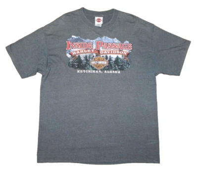 Camisa gráfica vintage 2002 para hombre XL Harley Davidson Alaska Inside Passage hecha en Estados Unidos Foto 1 de 4