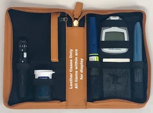Große TAN Ledertasche für Diabetiker Insulinpatronenstifte & Testzubehör - Bild 1 von 2