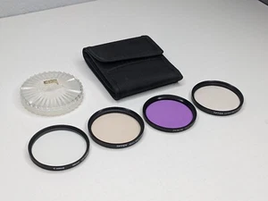 58mm Set 4 Tiffen/Canon filters UV, 81A Warming, FL-Day, Skylight w/ cases - Picture 1 of 6
