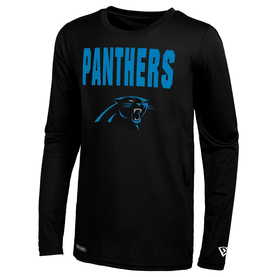 Мужская футболка New Era NFL Carolina Panthers 50 ярдов линия с длинным рукавом Poly Dri-Tek - Изображение 1 из 1