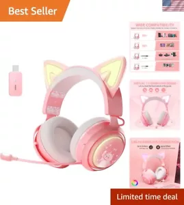 GS510 Cat Ear Headset Wireless Gaming Headset for PS5/ PS4/ PC, Pink Headset ... - Picture 1 of 8