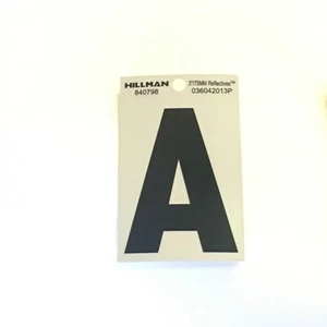 3" REFLECTIVE Various Single Letters Mailbox Signs Mylar, Black on Silver--NEW - Picture 1 of 30
