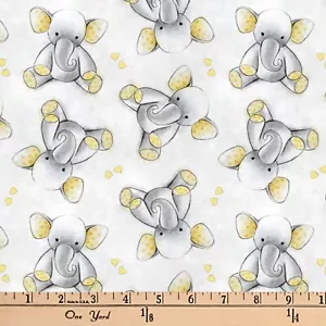Sleepytime Elephants Print Fleece Fabric - 60" Wide - Sold by The Yard - Picture 1 of 1
