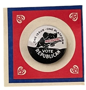 Voto Repubblicano Un Emissione Una Piattaforma Recupero 1932 Spilla Pulsante 1972 Olio Amoco - Foto 1 di 4