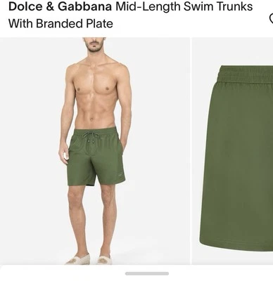 Dolce & Gabbana Men's Mid Length Swimwear Trunks Swim Shorts with Logo Plaque S - Image 1 of 4