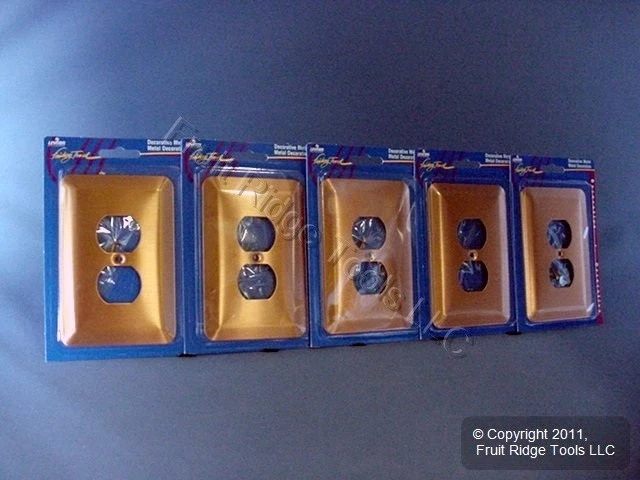 Leviton 1-Gang 89303-COP Copper Duplex Outlet Metal Oversize Wallplates 5pcs - Image 1 of 4