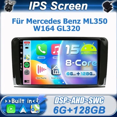 6GB+128GB Autoradio Für Mercedes ML/GL Klasse W164 X164 Car Play Android 15 DAB+ - Bild 1 von 4