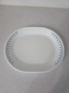 Vintage Corelle Snowflake Blue Garland Oval Platter 12x10 - Picture 1 of 6