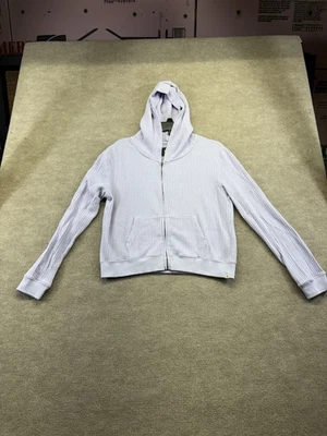 Roots women's full-zip hoodie in a light purple waffle knit fabric. Size Large - Image 1 of 4