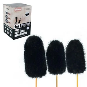 , 3 Pack, Golf Club Driver Wood Hybrid Head Covers, Faux Fur Golf Club Head C... - Picture 1 of 8
