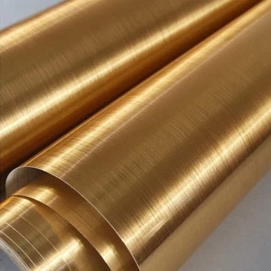 Gold Stainless Steel Wallpaper Self-Adhesive Cleanable Removable Peel and Sti... - Picture 1 of 9