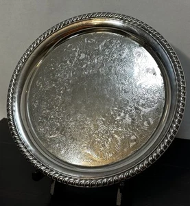 Vtg WM Rogers 870 Silver Plated 10” Ornate Serving Platter Tray Round Server - Picture 1 of 10