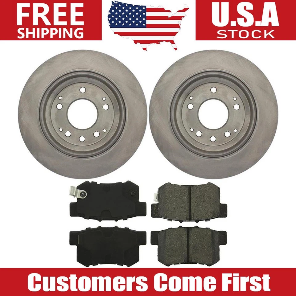 Rear Brake Rotors + Ceramic Brake Pads for 1995 1996 1997 1998 Honda Odyssey - Image 1 of 4