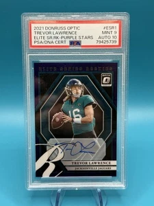 2021 Trevor Lawrence Optic Elite Series Rookie Auto 10 Purple Stars /25 PSA 9 - Picture 1 of 3