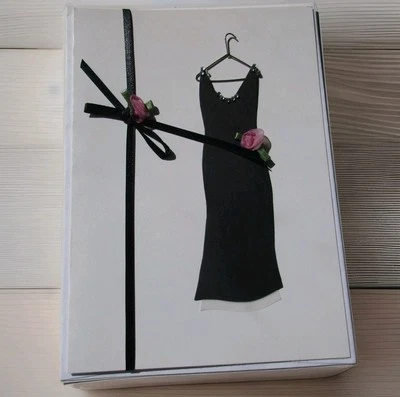 Elegant Black Dress Gown All Occasion Greeting Card Wedding Prom Birthday Formal - Image 1 of 3