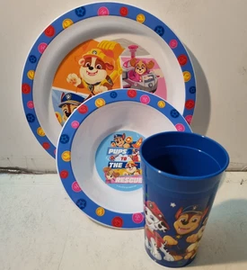 Paw Patrol Children's Kids Toddler 3 Pc Plate Bowl Cup Breakfast Dinner Set - Picture 1 of 9