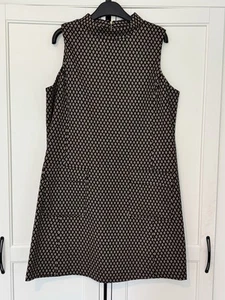 TU Uk 16 60’s Style Retro Shift Dress With Diamond Pattern, High Neck, Zip Back - Picture 1 of 6