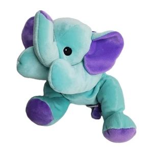 Ty Beanie Baby Pillow Pal Squirt The Elephant 1998 verde azulado y púrpura 15" arco satinado - Imagen 1 de 9