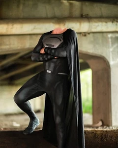 Nuovo Costume Superman Nero Cosplay Tuta Justice League Halloween Adulto/Bambini - Foto 1 di 3