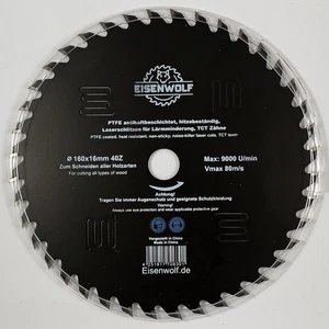 Lama per Sega Circolare Da 160 X 16 Mm, per Legno Con 40 Denti TCT Inclinati, Ri - Foto 1 di 12