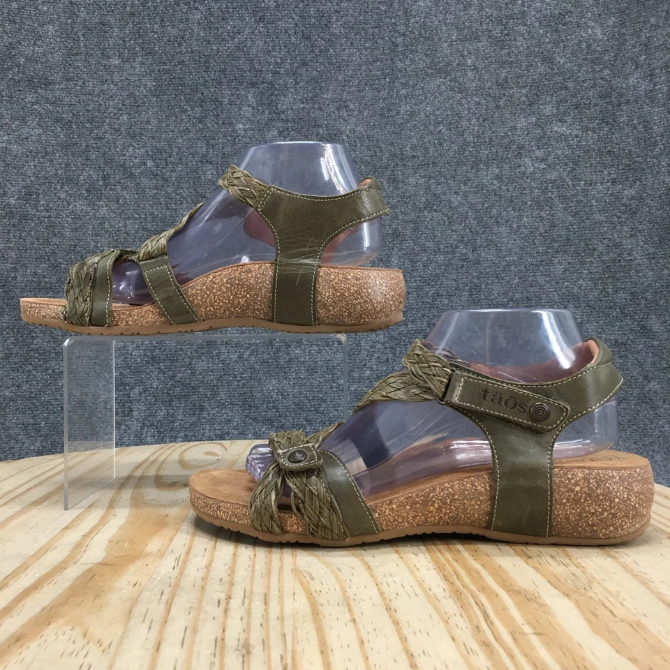 Sandalias Taos para mujer 10-10,5 verde oliva Trulie con tiras de cuero cómodas Foto 1 de 4