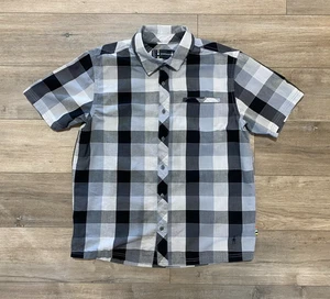 Smartwool Shirt Mens Medium Plaid Short Sleeve Button Up Merino Wool Blend Camp - Picture 1 of 9