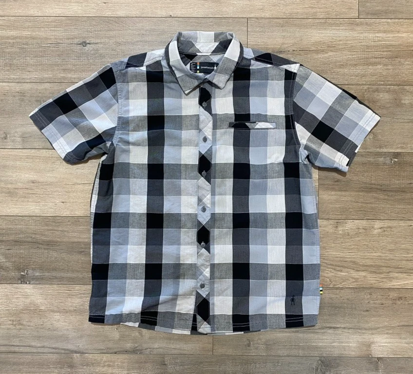 Smartwool Shirt Mens Medium Plaid Short Sleeve Button Up Merino Wool Blend Camp - Image 1 of 4