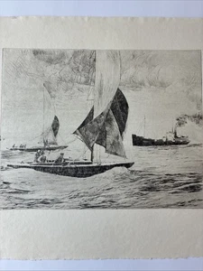 Philip Kappel Etching “Down Wind Leg ” Sailing Vessel Sail Boat - Picture 1 of 12