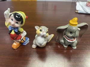 3er Set Vintage Porzellan Keramik Figur Walt Disney Dumbo Pinocchio Klopfer - Bild 1 von 4